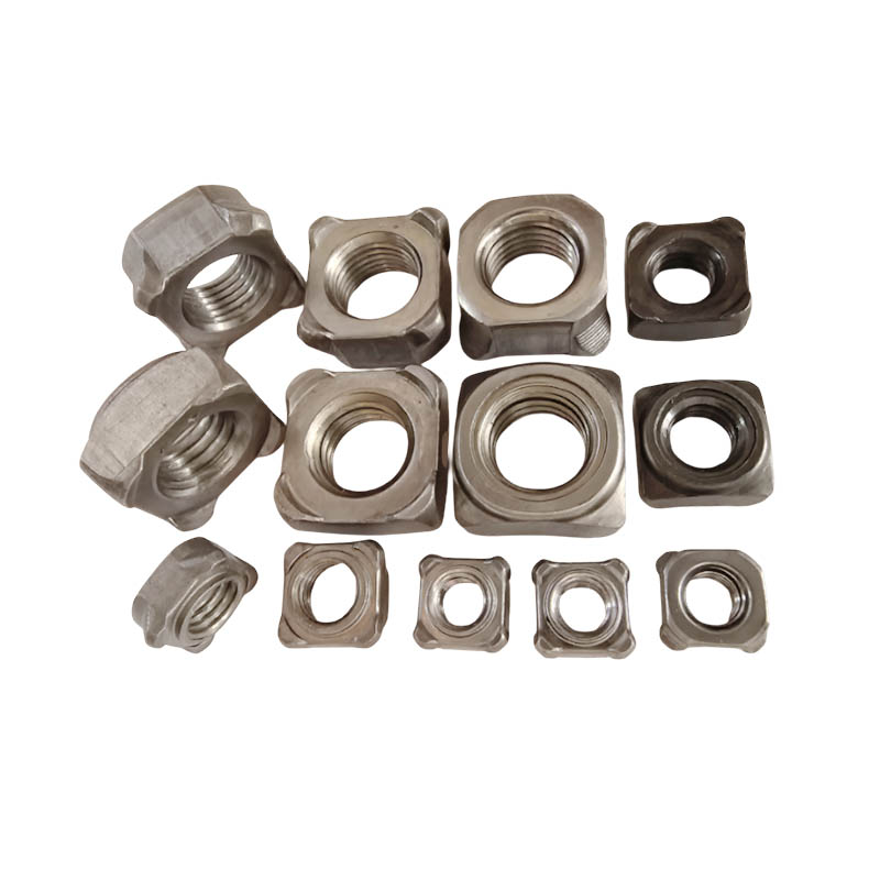 What advantages do the angular structures of square and hexagonal weld nuts offer in preventing weld rotation and providing a wrench-loaded point?